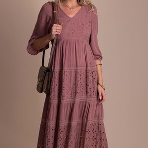 Maxi dress size large eyelet open back